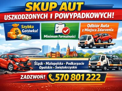 Skup aut uszkodzonych, aut powypadkowych z DOJAZDEM do Klienta | Odbiór lawetą