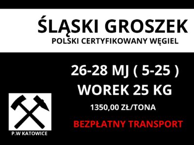 Polski Węgiel Groszek Certyfikowany PIAST (WOLA) 26-28 MJ - BEZPŁATNA DOSTAWA