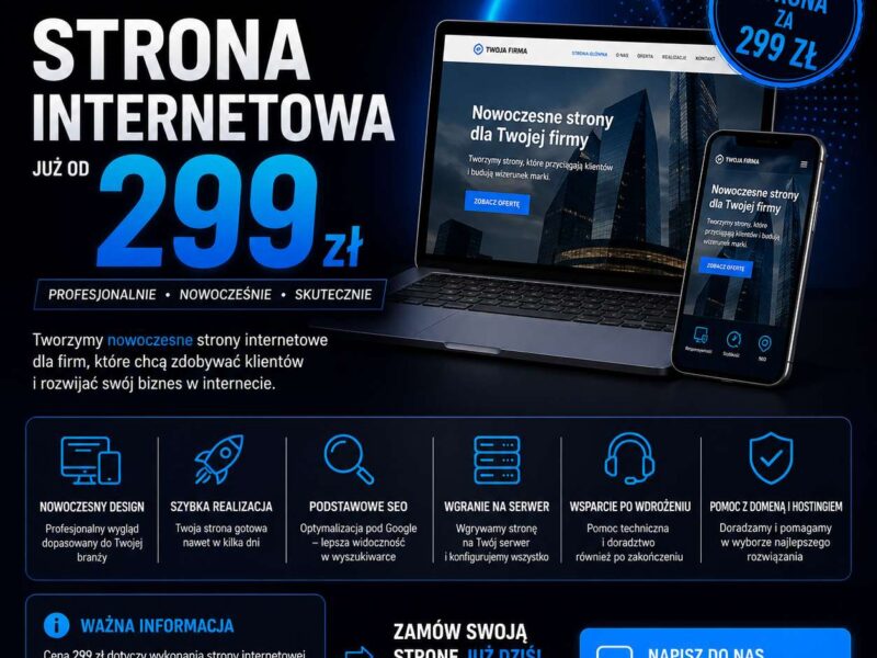 Tania strona WWW za 299 PLN | Faktura