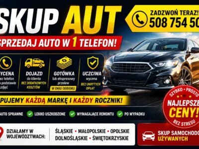 Skup samochodów każdej marki - gotówka od ręki, dojeżdżamy do Ciebie